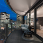 View from Paradox Hotel Vancouver room balcony at night